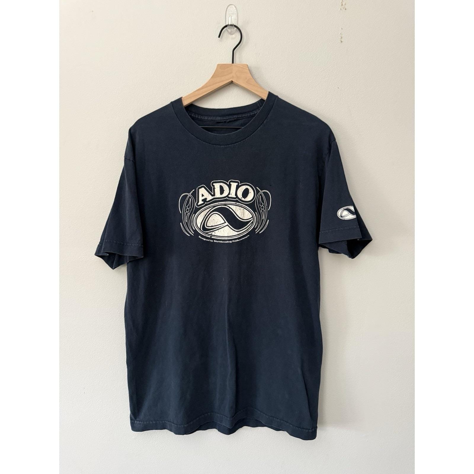 Vintage Y2k Adio Skull Skateboard Black T Shirt Mens Size L Bam Margera Usa